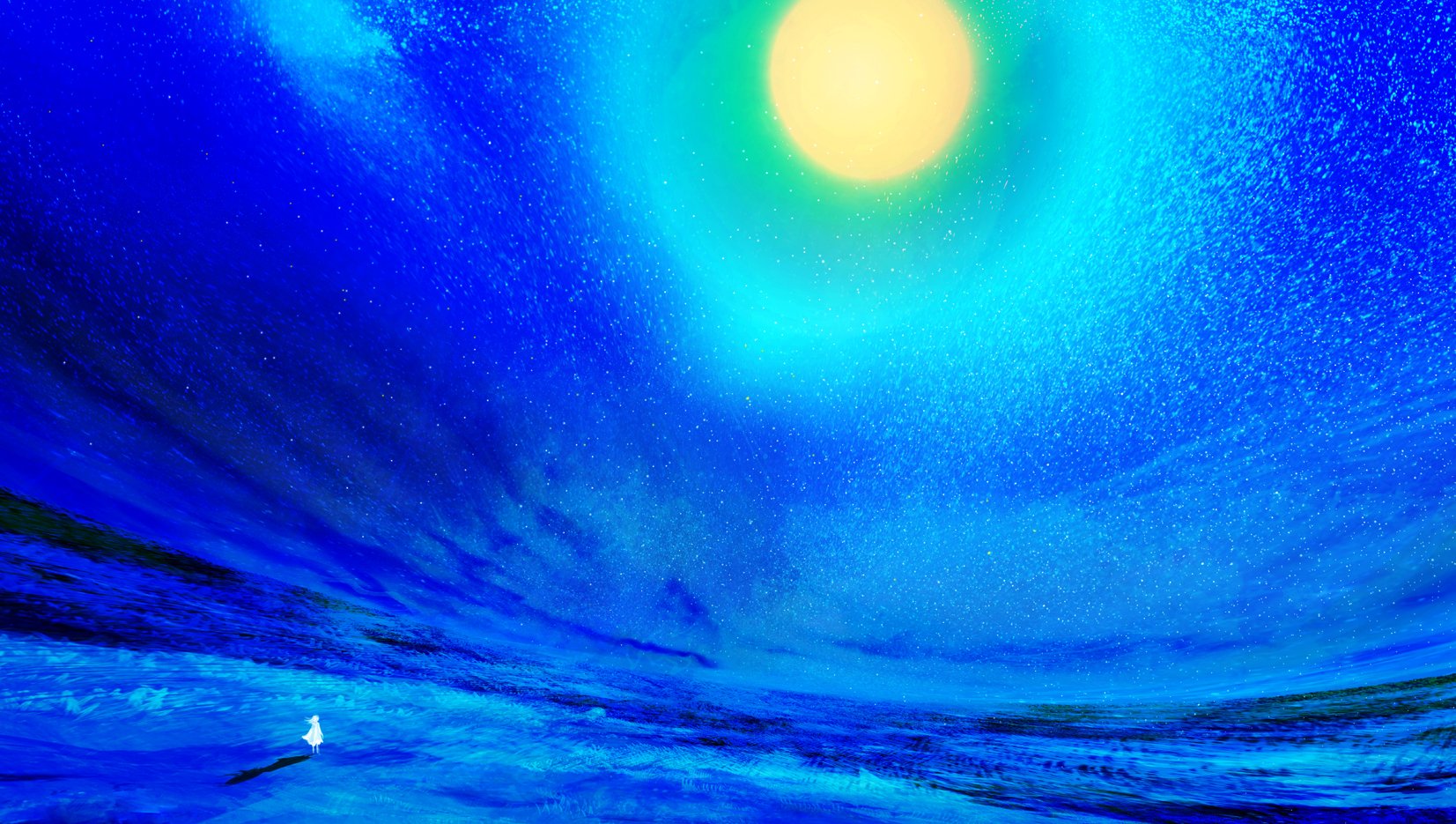 Download Sky Blue Moon Fantasy Landscape Fantasy Landscape Wallpaper