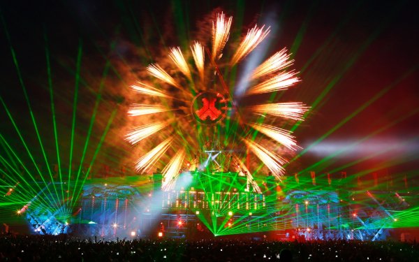 Music Concert Rave Fireworks Crowd Laser HD Wallpaper | Background Image