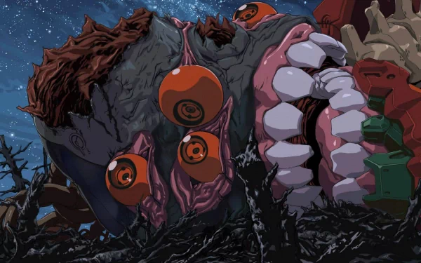 A vivid HD desktop wallpaper featuring Evangelion Unit-02 from the anime Neon Genesis Evangelion, showcasing its striking design against a dramatic backdrop.