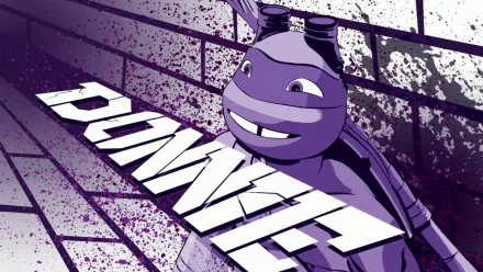 A vibrant HD desktop wallpaper featuring Donatello from the Teenage Mutant Ninja Turtles, set against a graffiti-style backdrop with bold Donnie text.