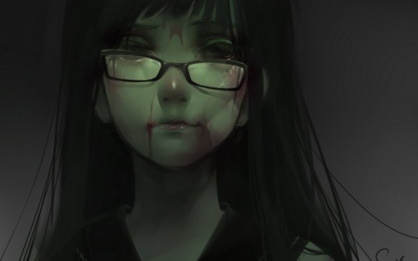Anime Original Creepy Blood Evil Glasses HD Wallpaper | Background Image