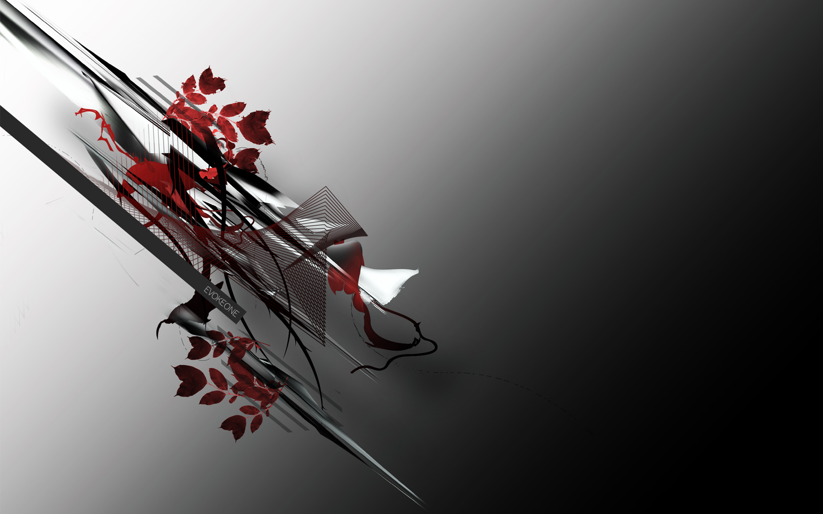 HD Abstract Red Elements on Monochrome Gradient