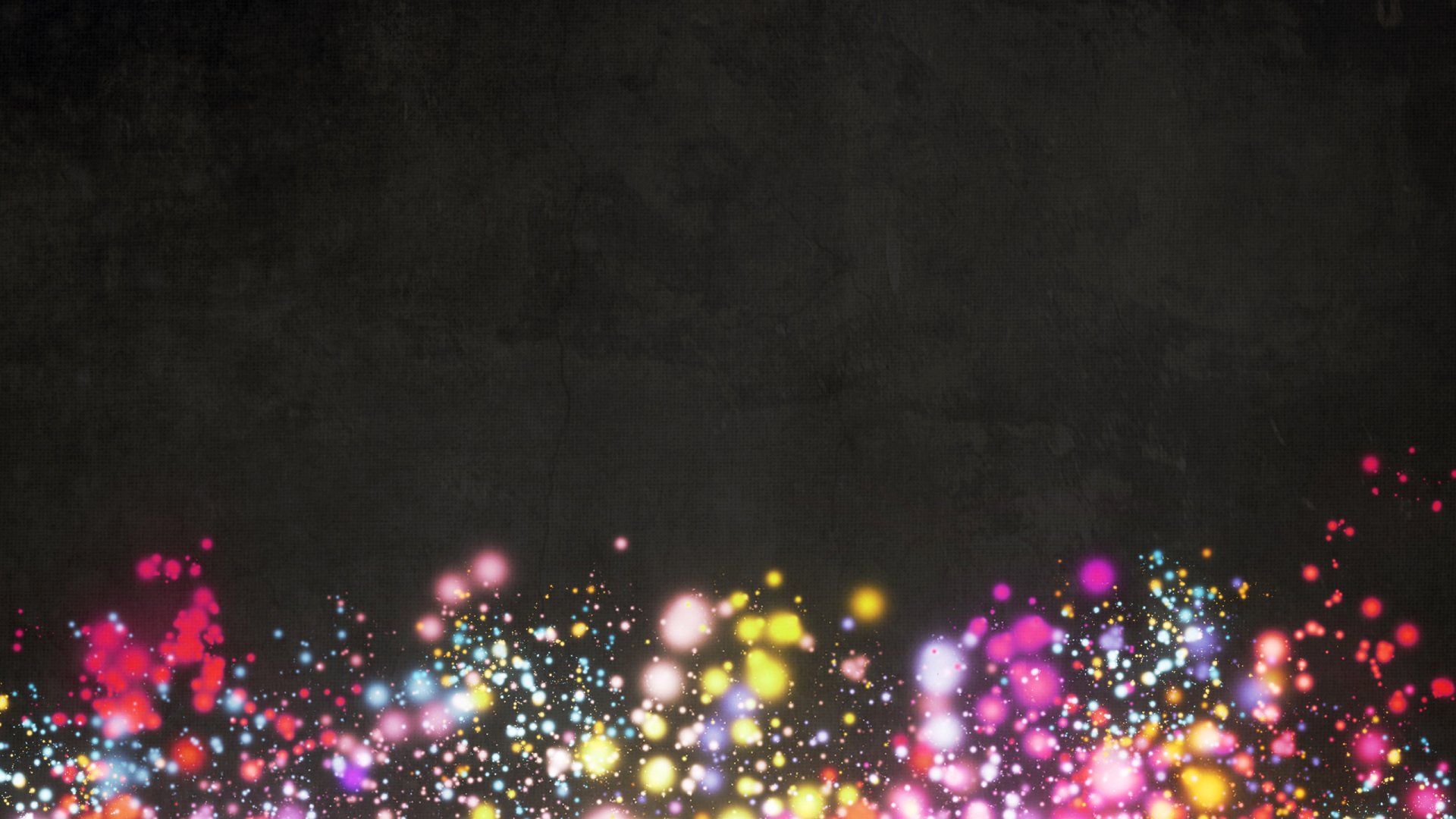 Abstract artistic HD desktop wallpaper featuring vibrant multicolored glowing orbs and light streaks against a dark textured background.