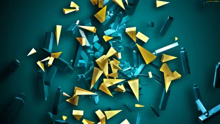 cyan yellow CGI Abstract 3D HD Desktop Wallpaper | Background Image