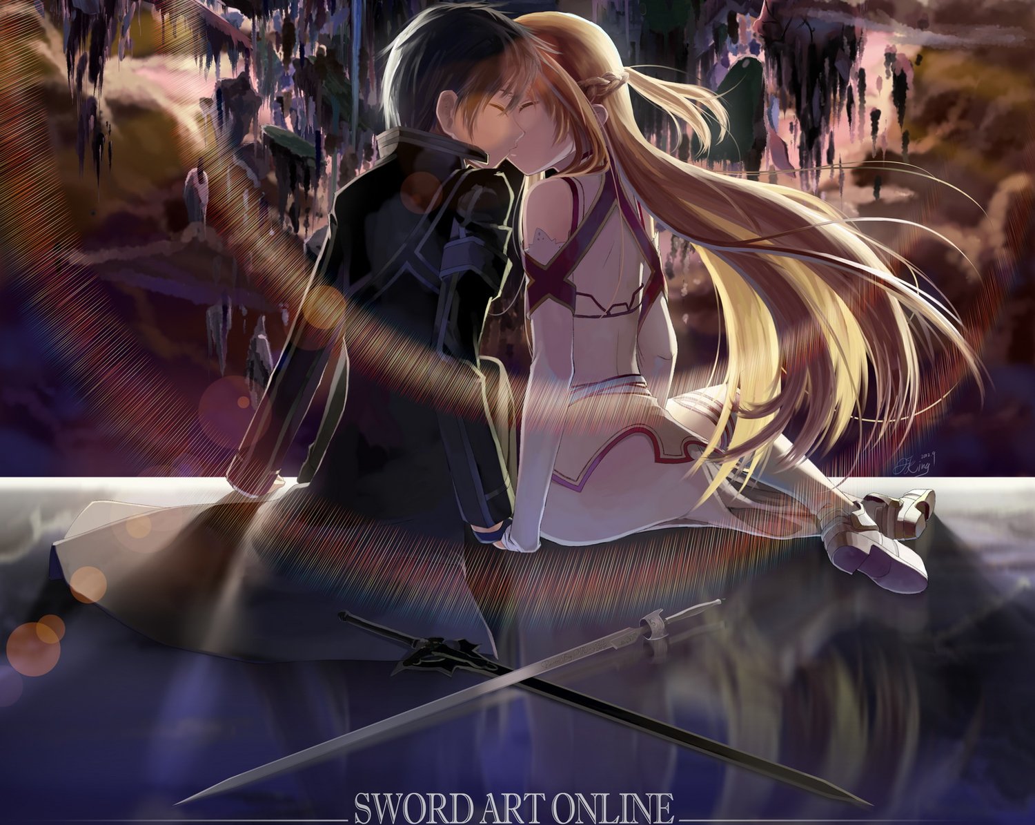sword art online kirito and asuna kiss wallpaper