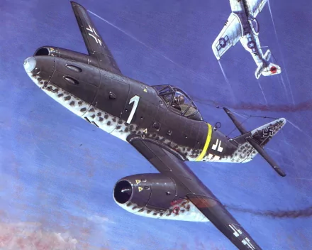 HD PC desktop wallpaper featuring a detailed illustration of a black military aircraft in flight against a vibrant blue sky.