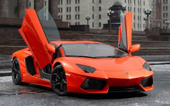 Lamborghini Aventador Orange Wallpaper Hd