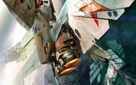 HD PC desktop wallpaper featuring a detailed sci-fi spaceship in flight, showcasing sleek design and glowing engine thrusters against a futuristic backdrop.