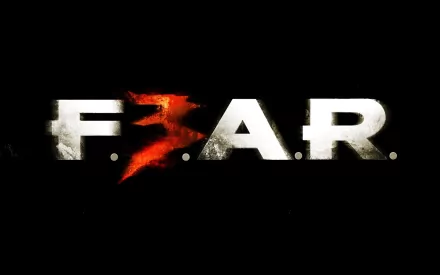 F.E.A.R. 3 video game HD PC desktop wallpaper and background: distressed white logo on a black backdrop with a blood-red, claw-shaped 3.