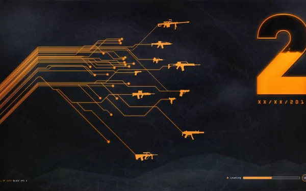 HD desktop wallpaper featuring weapon outlines and the '2' logo, inspired by Call of Duty: Black Ops II, showcasing a sleek, modern design.