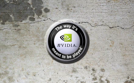 HD PC desktop wallpaper showing an Nvidia logo badge and slogan The way it's meant to be played on a cracked, textured concrete background (technology / Nvidia).