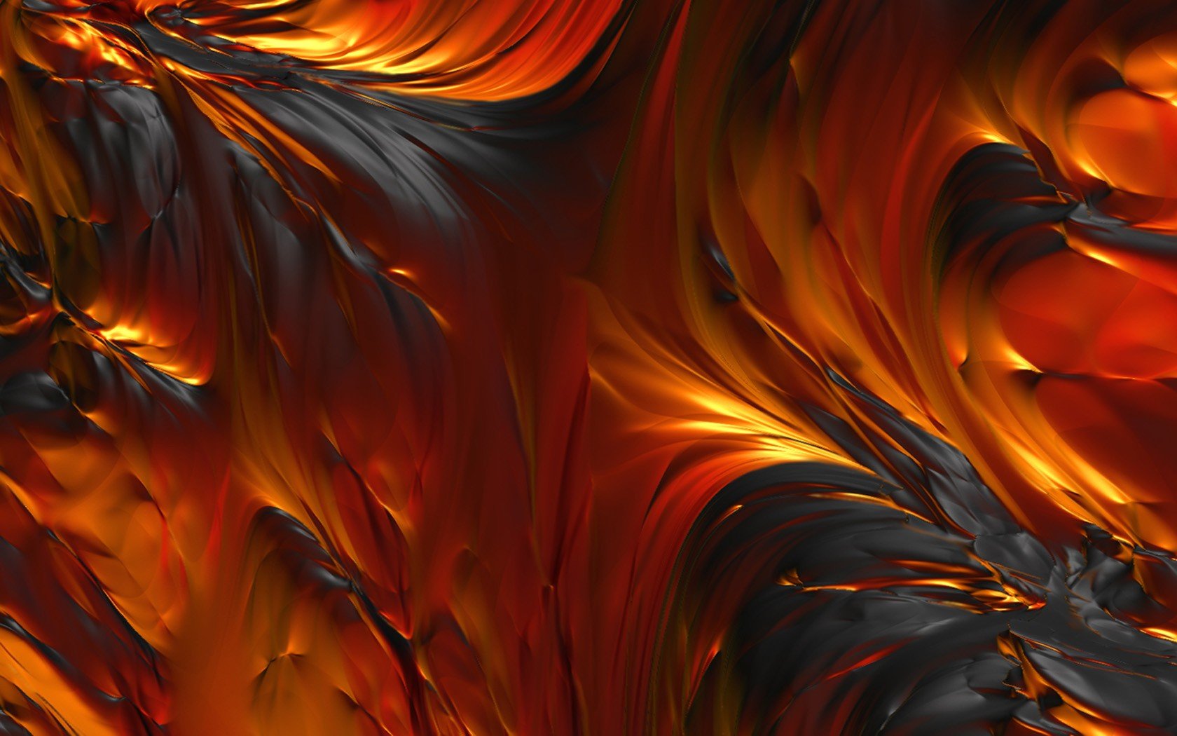Abstract and artistic HD PC desktop wallpaper featuring swirling, fiery orange and black textures creating a dynamic, immersive visual effect.