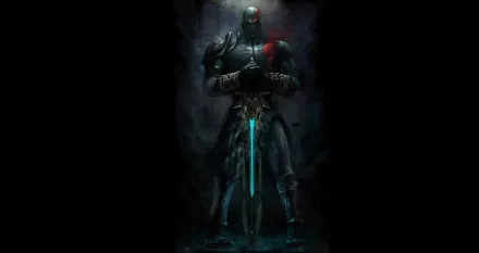 A dynamic HD desktop wallpaper featuring Kratos from God of War III, showcasing his imposing figure and iconic weapon against a dark, atmospheric background.
