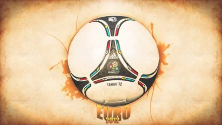 HD PC desktop wallpaper featuring the UEFA Euro 2012 official Tango 12 soccer ball on a vintage-style background with the tournament logo and text.