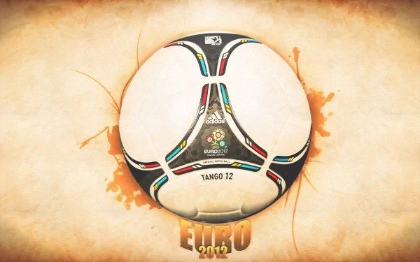 HD PC desktop wallpaper featuring the UEFA Euro 2012 official Tango 12 soccer ball on a vintage-style background with the tournament logo and text.