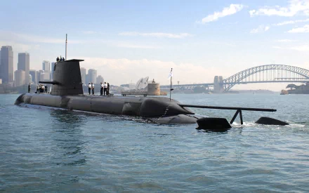  Submarine coming home to port in Sydney Harbour