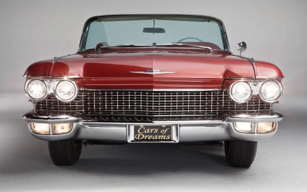 Front view of a classic red Cadillac Eldorado Biarritz, showcased as an HD PC desktop wallpaper and background.