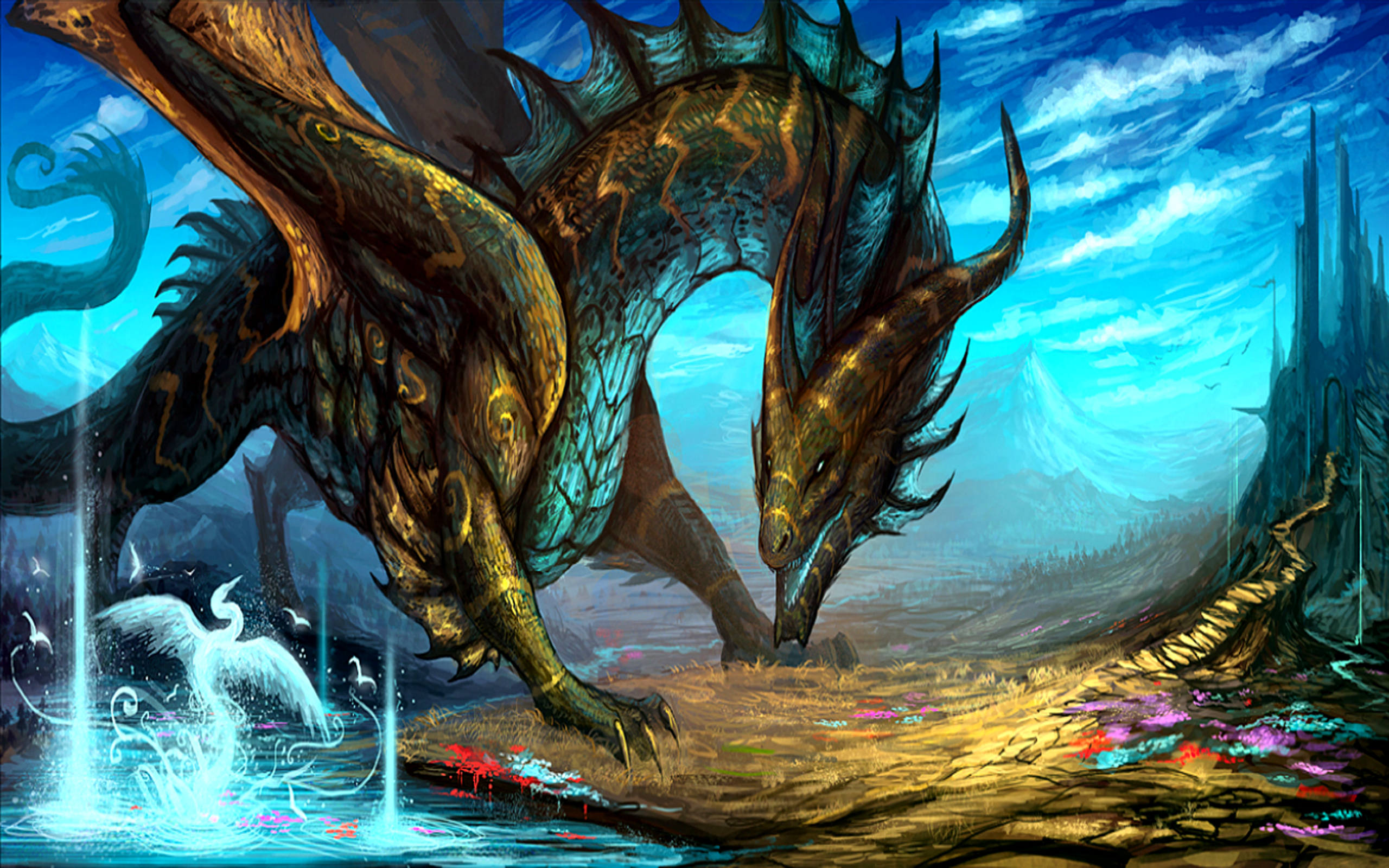 fantasy dragon spring wallpaper