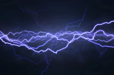 HD PC desktop wallpaper featuring an abstract electric design with vibrant blue lightning bolts against a dark background.