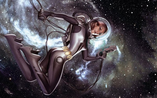 Sci Fi Women Warrior Retro Pistol Spacesuit Girls & Guns Adventure HD Wallpaper | Background Image