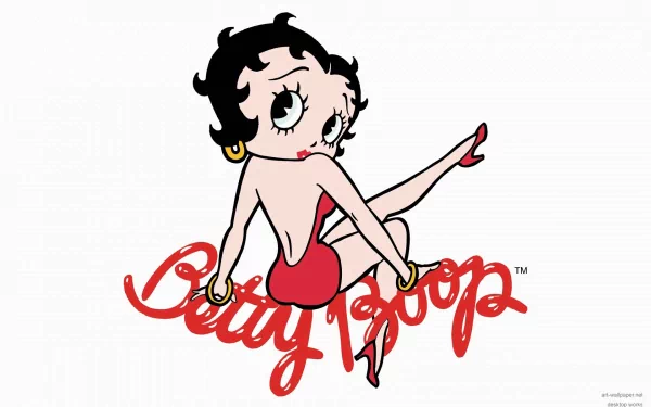 HD PC desktop wallpaper featuring Betty Boop from the classic comic TV show, showcasing her iconic pose with a red dress and earrings.