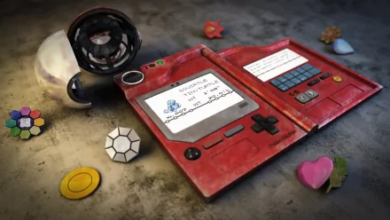 A vibrant HD wallpaper featuring a Pokédex with Squirtle’s entry and a Poké Ball, showcasing elements from the classic video game Pokémon: Red and Blue.