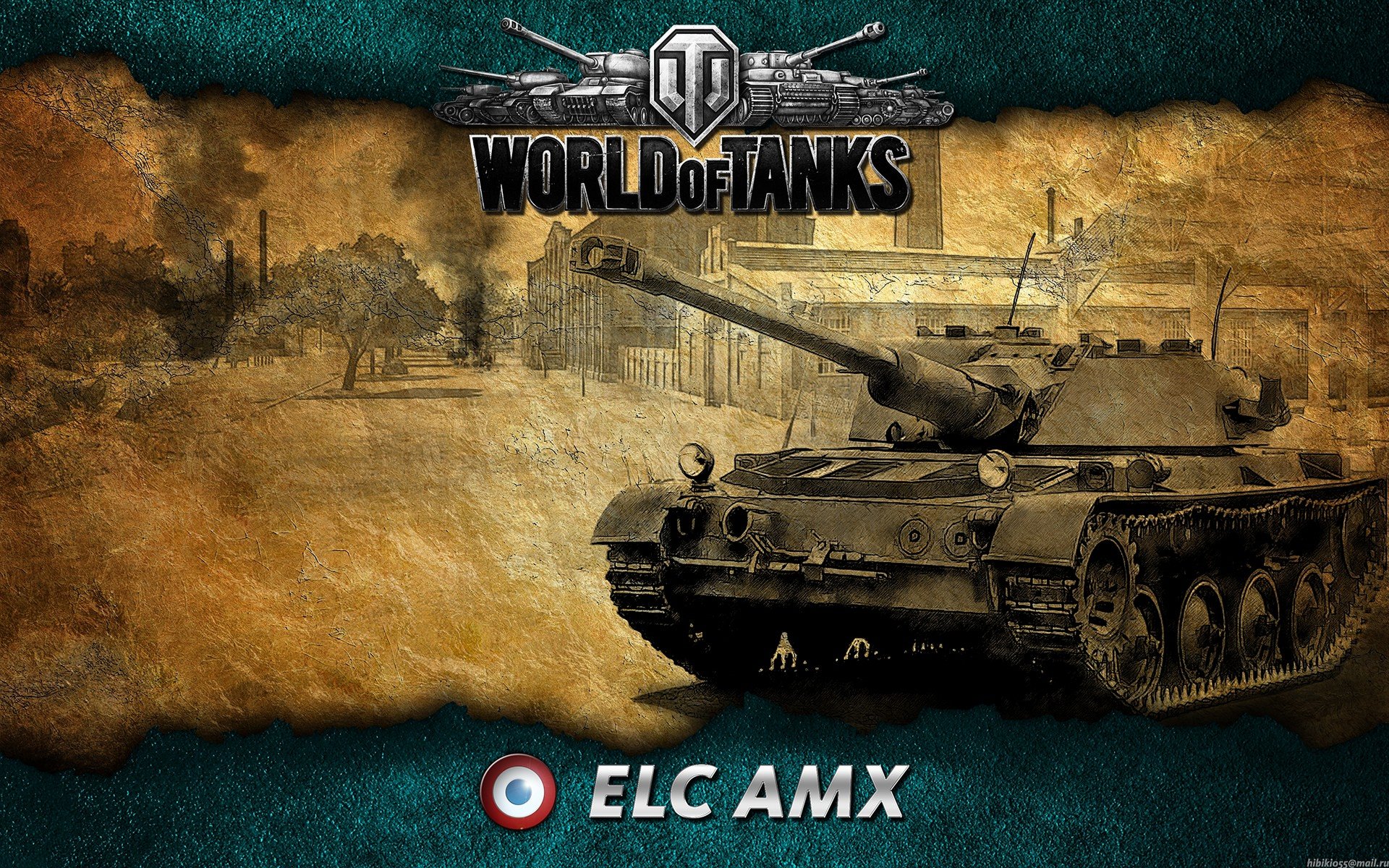 Video game — World of Tanks 4K Ultra HD PC wallpaper: ELC AMX light tank on a weathered battlefield beneath the World of Tanks logo.