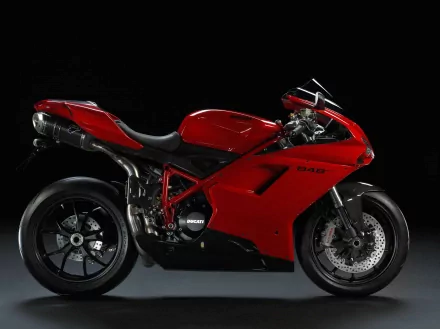 Sleek red Ducati 848 motorcycle showcased against a dark background, captured in high-definition as a PC desktop wallpaper and background.