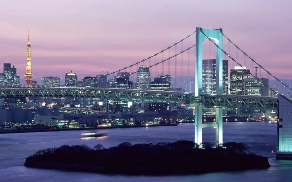 Japan Tokyo man made rainbow bridge HD Desktop Wallpaper | Background Image