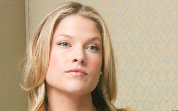 HD desktop wallpaper featuring a close-up portrait of celebrity Ali Larter against a patterned background.