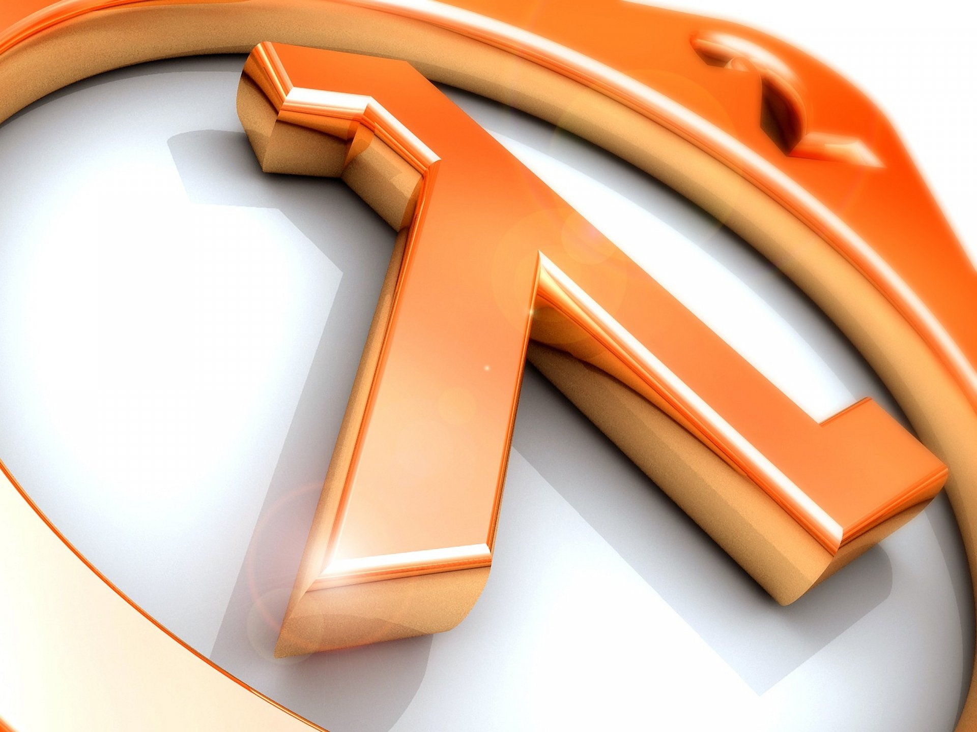HD desktop wallpaper featuring the iconic orange lambda logo from the Half-Life 2 video game series.