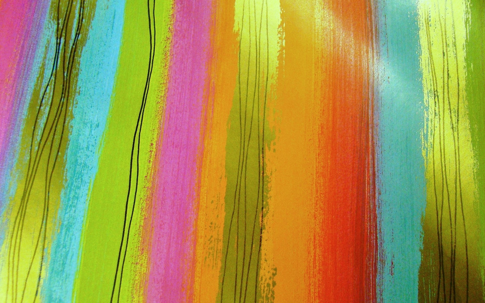 Abstract lines HD PC desktop wallpaper and background: vertical brushed neon stripes in lime, magenta, cyan and orange with thin black line accents.