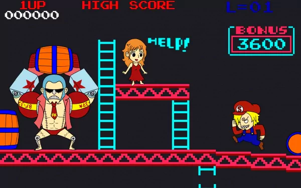 Anime crossover Retro Games pixel art Platformer HD Desktop Wallpaper | Background Image