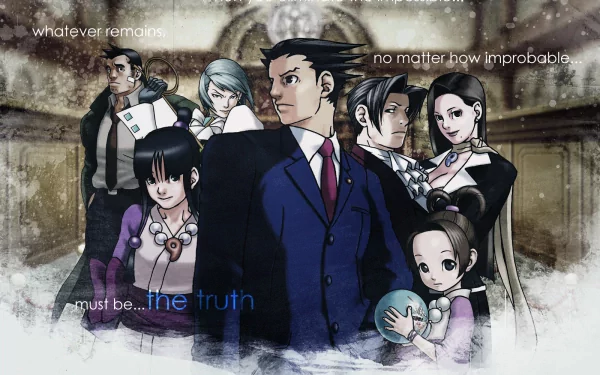 video game Phoenix Wright: Ace Attorney Anime Court characters HD Desktop Wallpaper | Background Image
