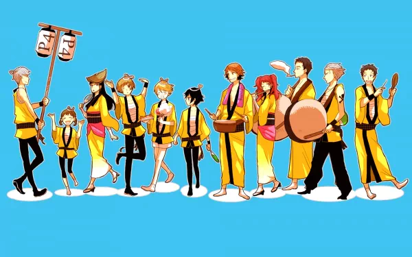 video game Persona 4 festival parade characters HD Desktop Wallpaper | Background Image
