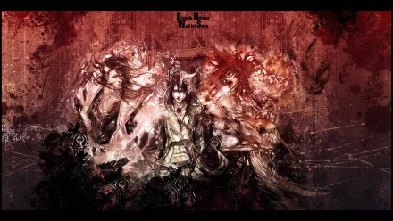 Anime-inspired HD wallpaper featuring characters Byakuya Kuchiki, Renji Abarai, and Ulquiorra Cifer from Bleach, set against a dynamic and colorful background.