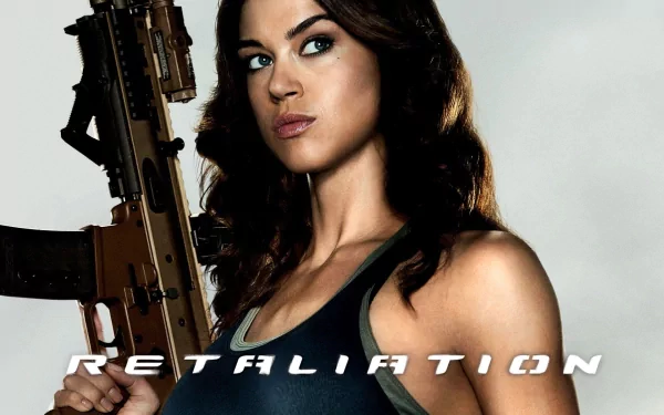 HD desktop wallpaper from the action movie G.I. Joe: Retaliation featuring a woman warrior holding a weapon with a determined expression.