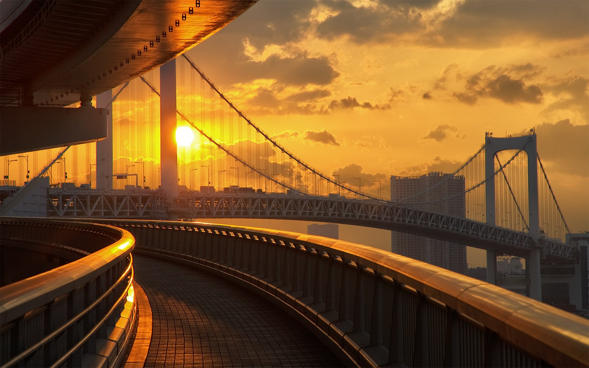 Download Japan Tokyo Sunset Man Made Rainbow Bridge HD Wallpaper