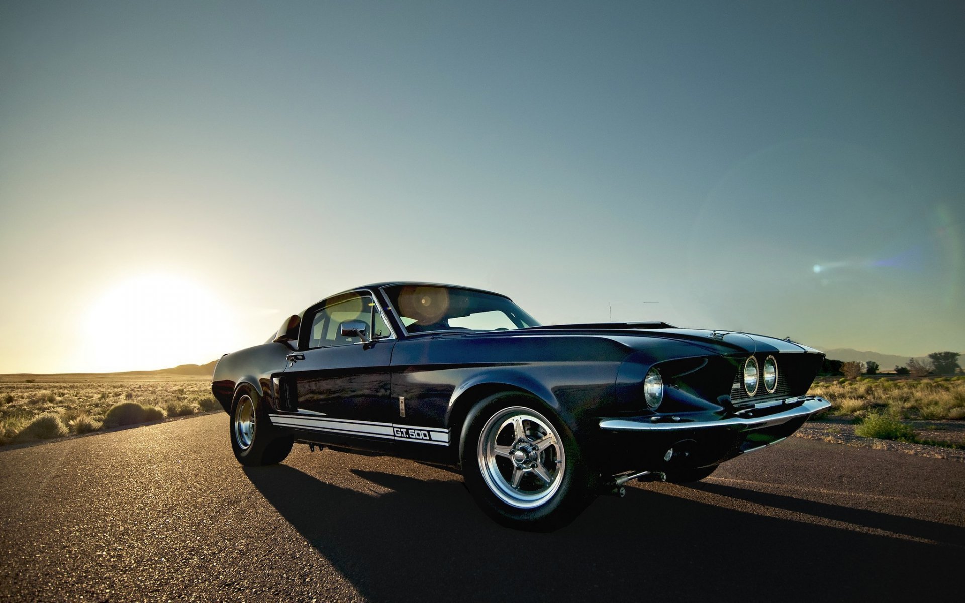 Download Black Car Fastback Muscle Car Vehicle Shelby Gt500 Hd Wallpaper