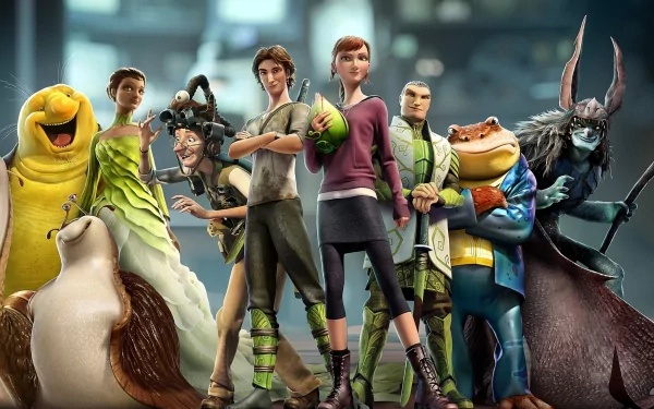 A vibrant HD wallpaper featuring characters from the movie Epic, showcasing both fantastical creatures and human figures in an adventurous setting.