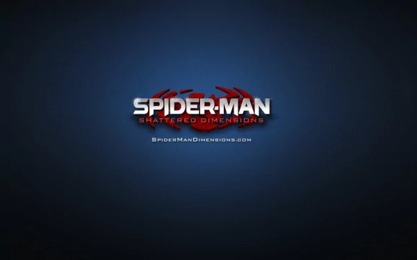 HD desktop wallpaper of Spider-Man: Shattered Dimensions with logo on a blue gradient background.
