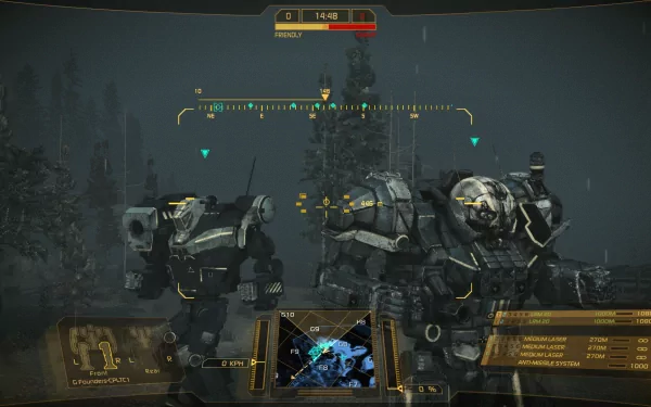 HD desktop wallpaper of MechWarrior Online featuring a first-person cockpit view of mechs in a battle scenario.