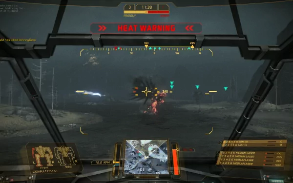 HD desktop wallpaper featuring a MechWarrior Online cockpit view with battle mechs engaged in combat.
