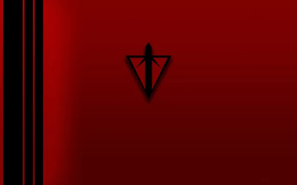 HD desktop wallpaper featuring a minimalist design with a Planetside symbol, set against a dark red background with black accents.