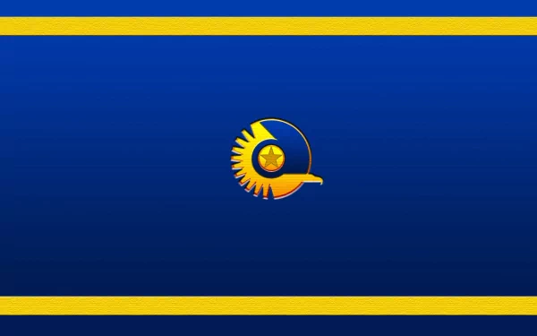 HD desktop wallpaper featuring the emblem from Planetside on a blue and gold background.