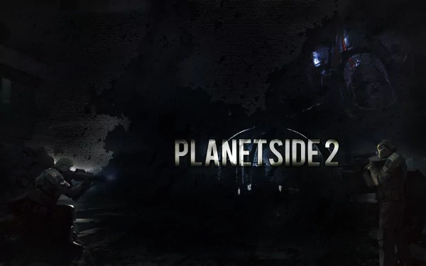 HD desktop wallpaper for the game PlanetSide 2, featuring soldiers in combat with the game's logo prominently displayed.