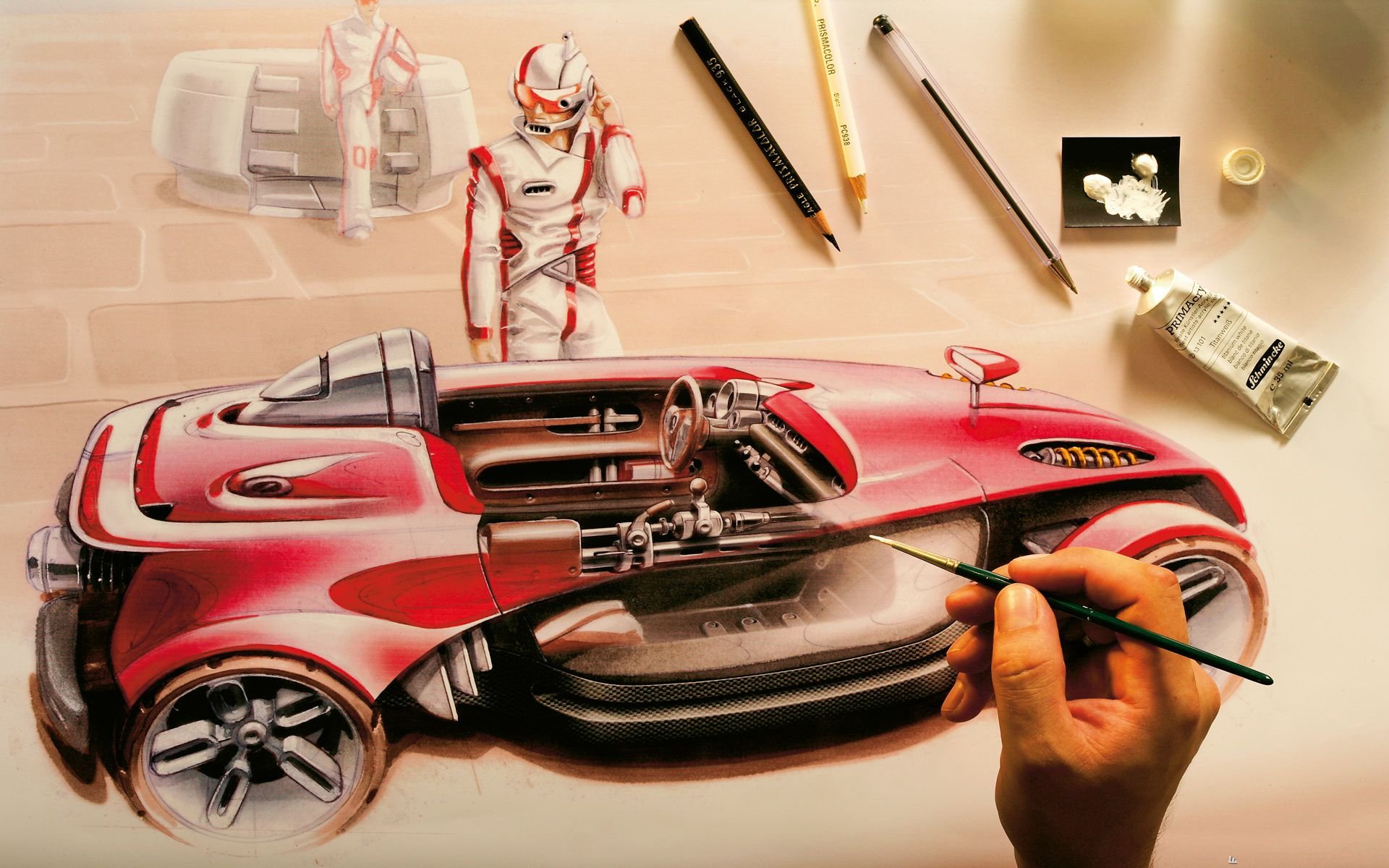 Download Race Car Car Hand Vehicle Artistic  HD Wallpaper