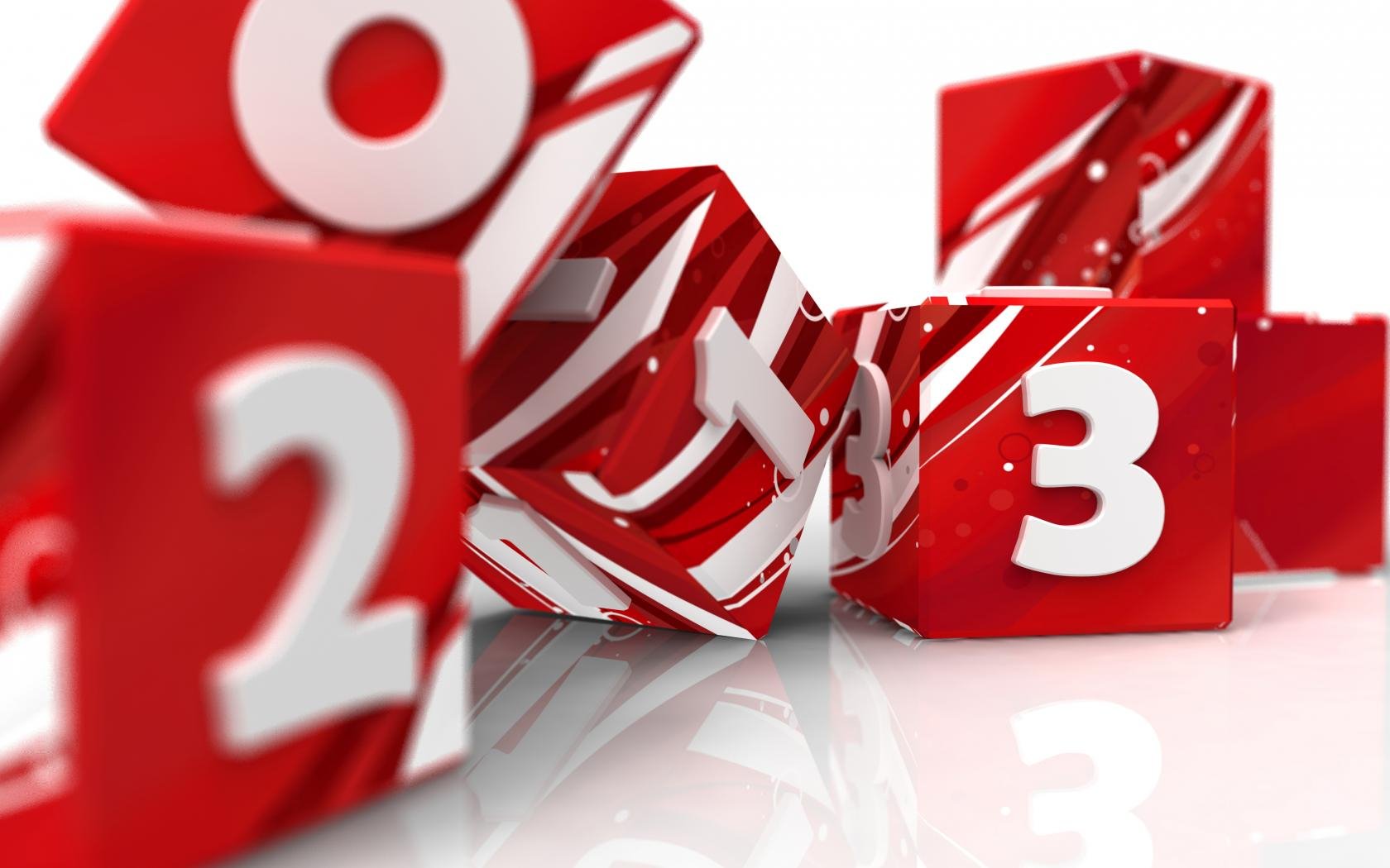 HD PC desktop wallpaper featuring red and white cubes with the numbers 2013 celebrating the New Year holiday.