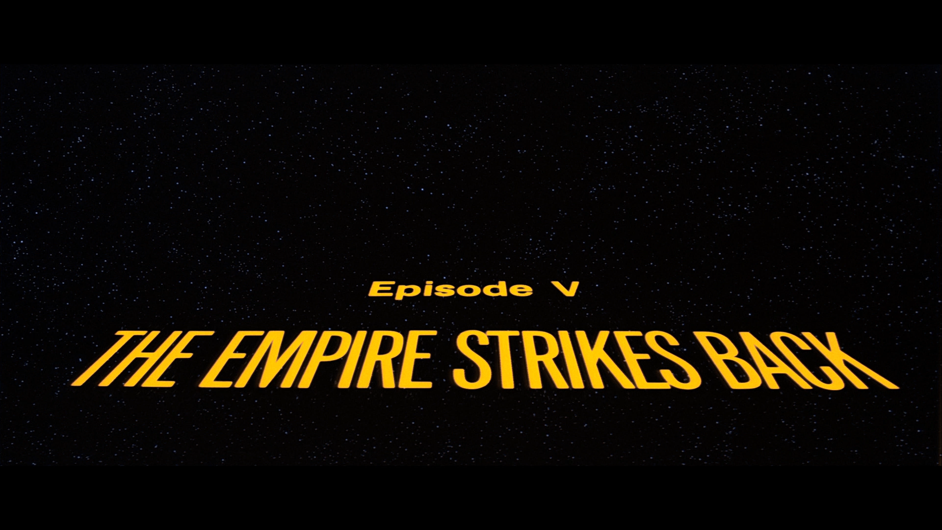 HD desktop wallpaper of Star Wars Episode V: The Empire Strikes Back title crawl on a starfield background.