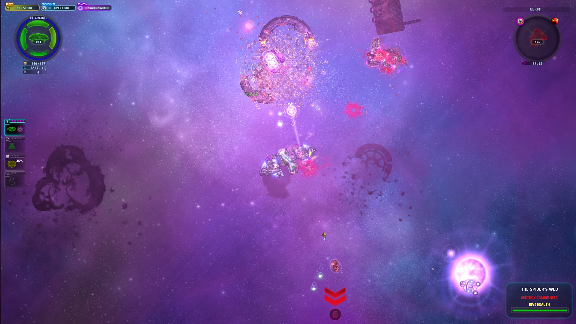 HD wallpaper featuring a vibrant space scene from the game Space Pirates and Zombies, depicting ships amidst cosmic battles.